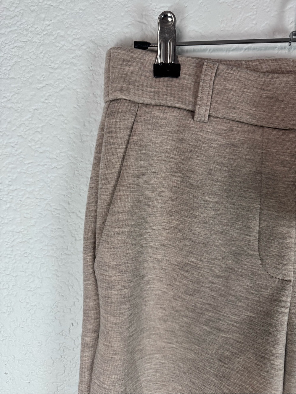 OGL Heather Taupe Stretchy Mid Rise Straight Leg Pull-on Pants with Pockets - Picture 6 of 13